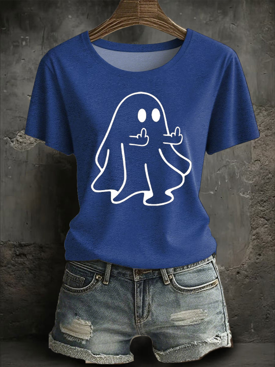 Women's halloween ghost Print short-sleeved T-shirt