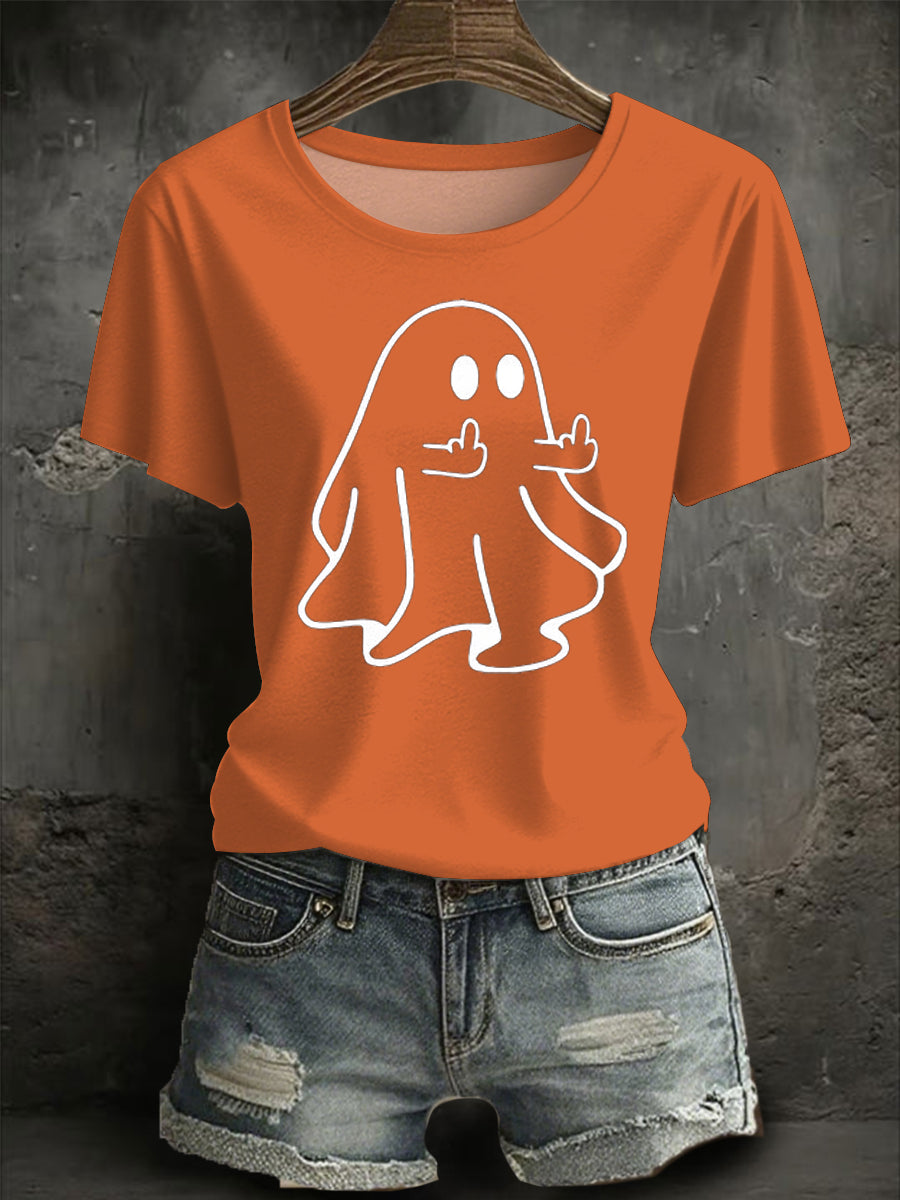 Women's halloween ghost Print short-sleeved T-shirt