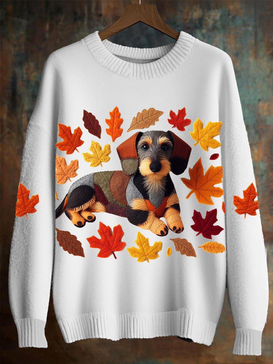 Dachshund Maple Leaf Imitation Sweater