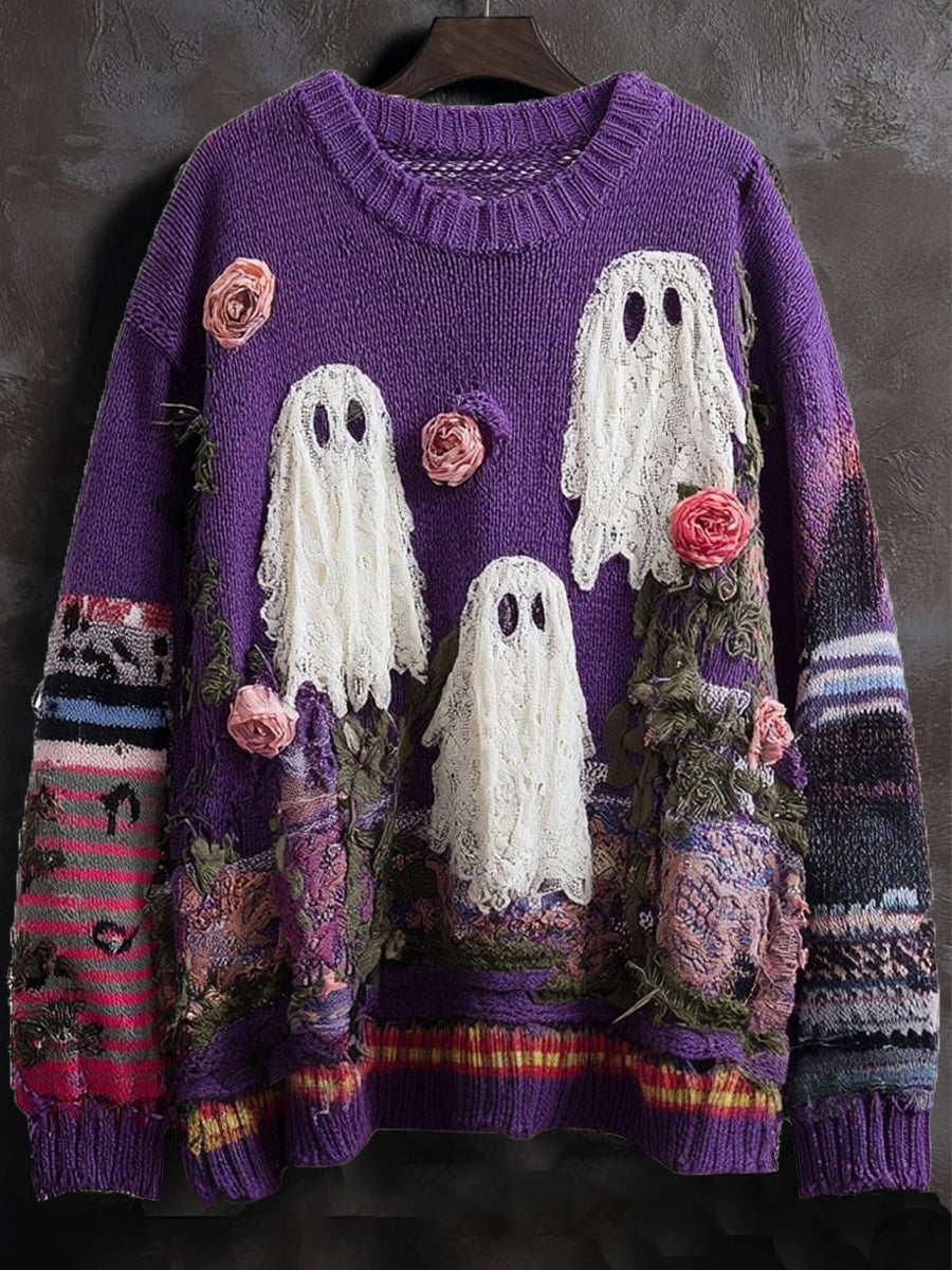 Women's Vintage Halloween Ghost Sweatshirt