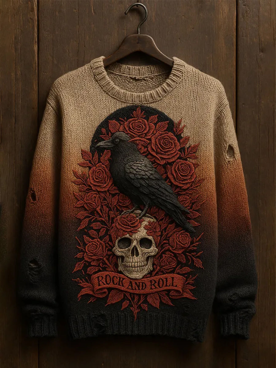 Unisex Vintage Art Print Casual Sweater