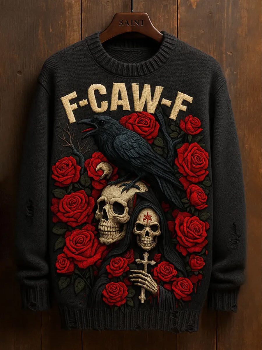 Unisex Vintage Art Print Casual Sweater