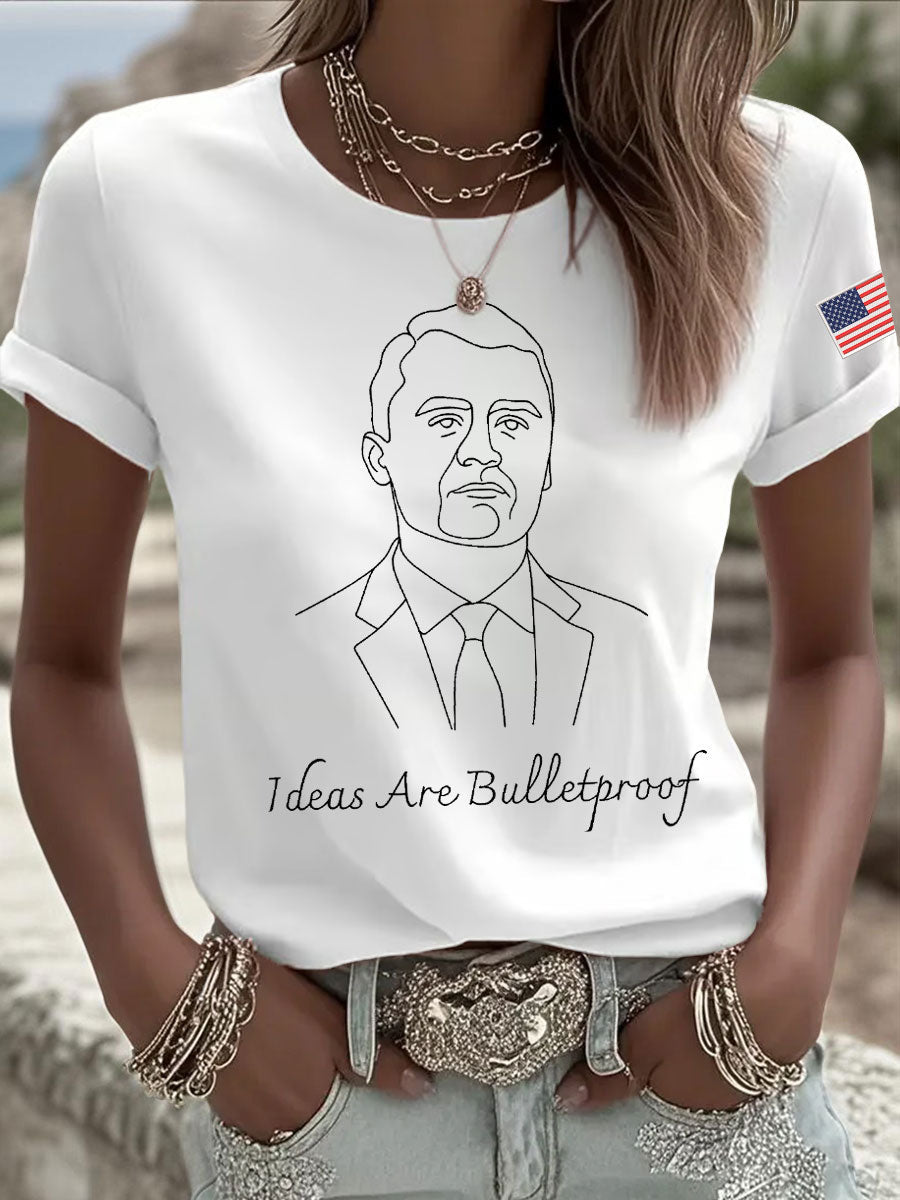 Women's Ideas Are Bulletproof Print Casual T-shirt