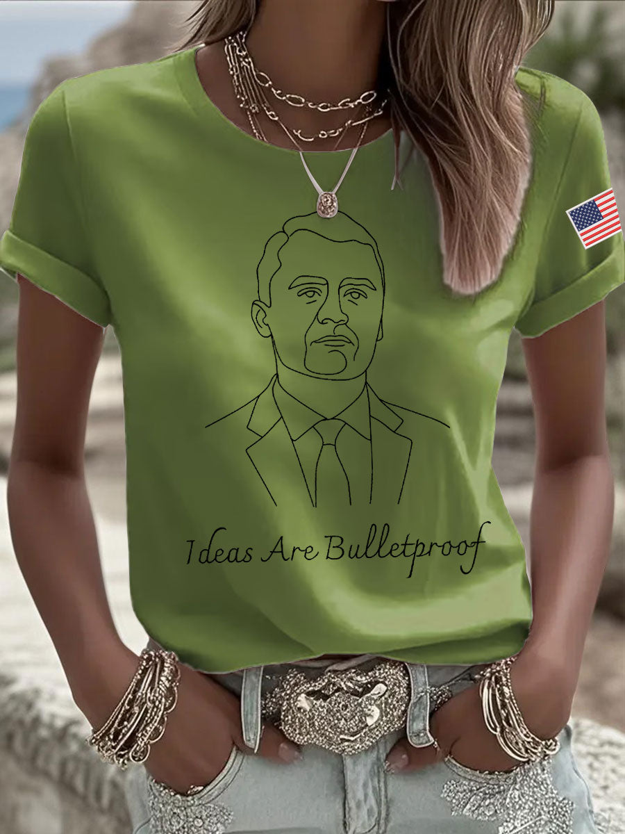Women's Ideas Are Bulletproof Print Casual T-shirt