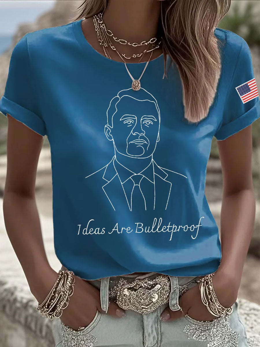 Women's Ideas Are Bulletproof Print Casual T-shirt