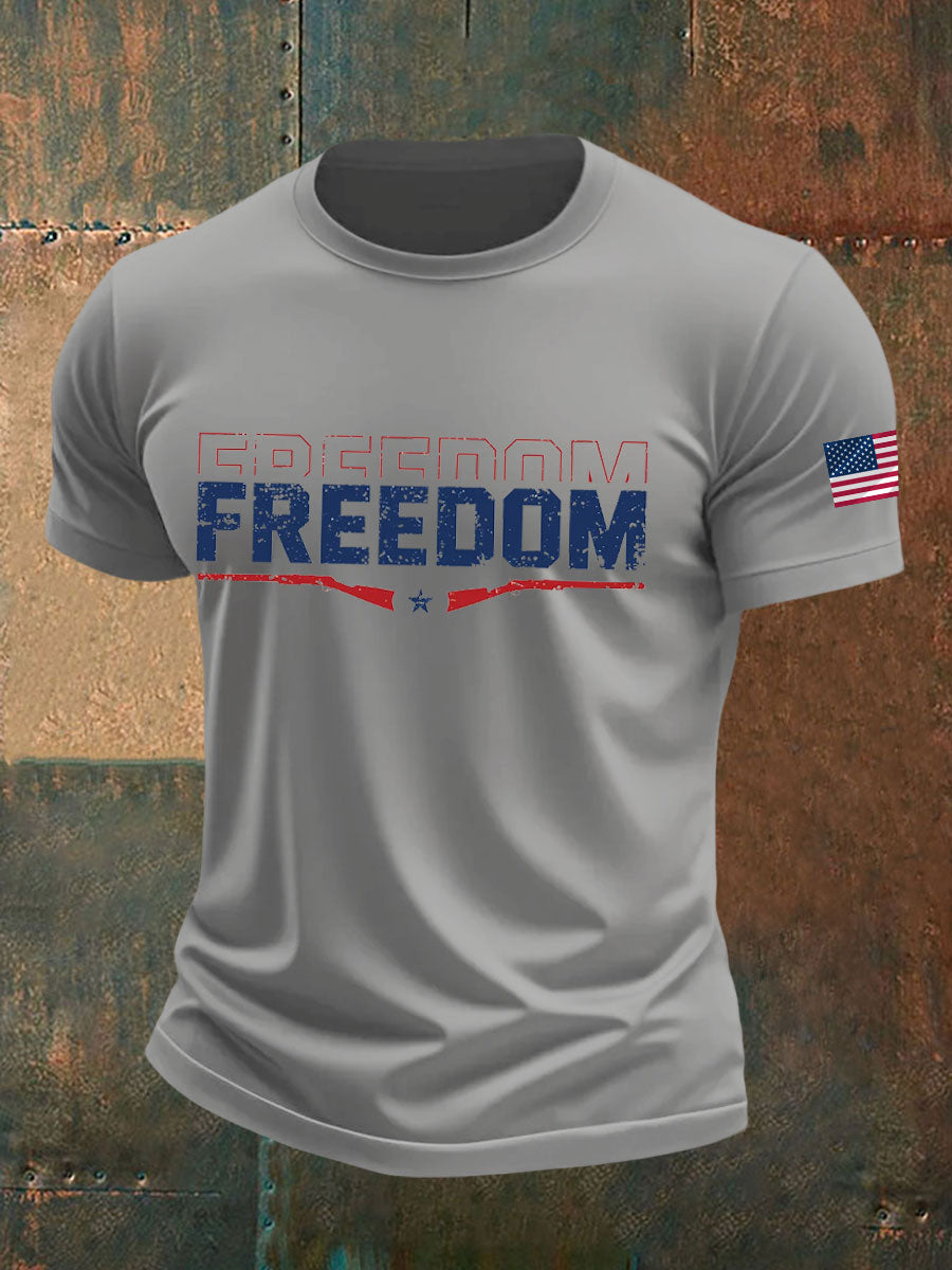 Men's Freedom Printed imitation cotton short-sleeved T-shirt