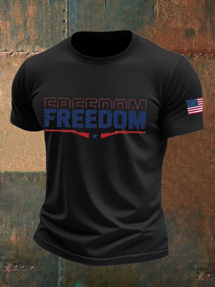 Men's Freedom Printed imitation cotton short-sleeved T-shirt