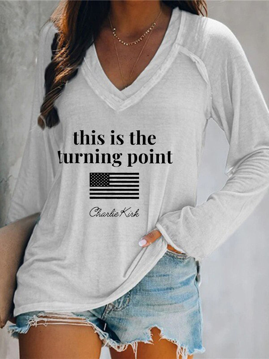 Women's patriotic long sleeve t-shirt