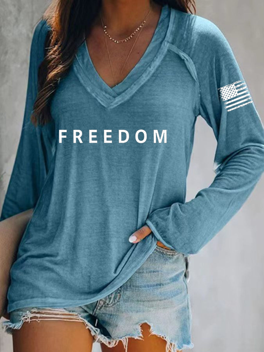Women's Freedom Is Not Free R.I.P Charlie Kirk V-Neck T-Shirt
