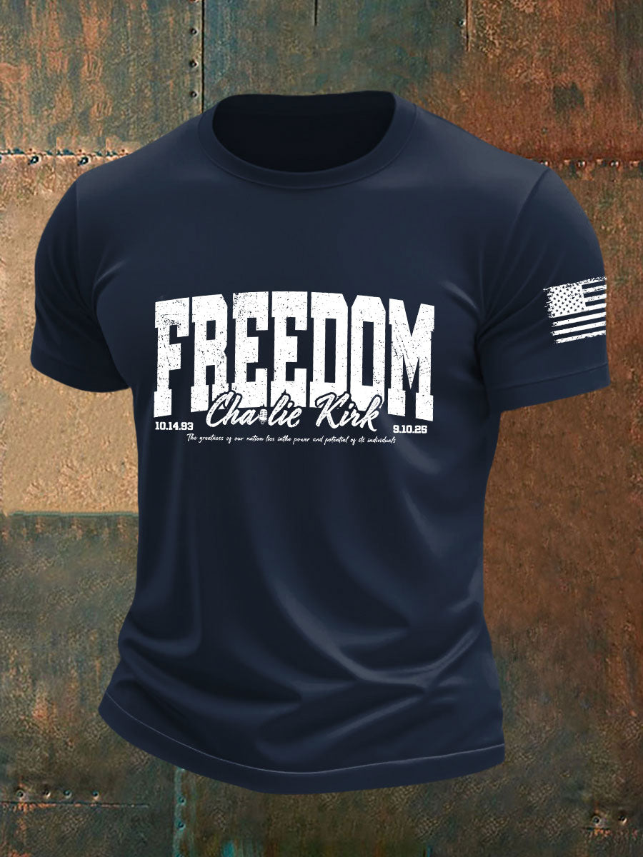 Men's Freedom Printed Casual T-shirt