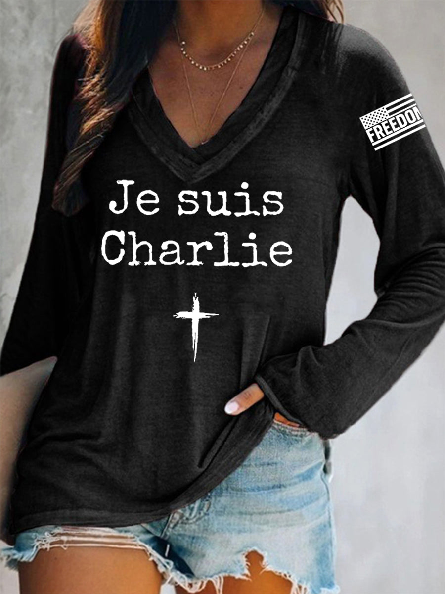 Women's Je Suis Charlie A True Patriot R.I.P Charlie Kirk Long-Sleeve T-Shirt