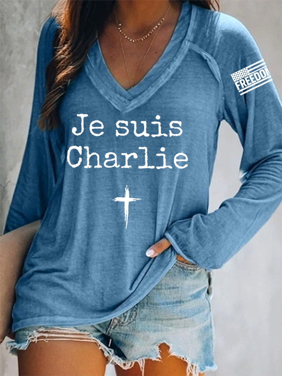 Women's Je Suis Charlie A True Patriot R.I.P Charlie Kirk Long-Sleeve T-Shirt