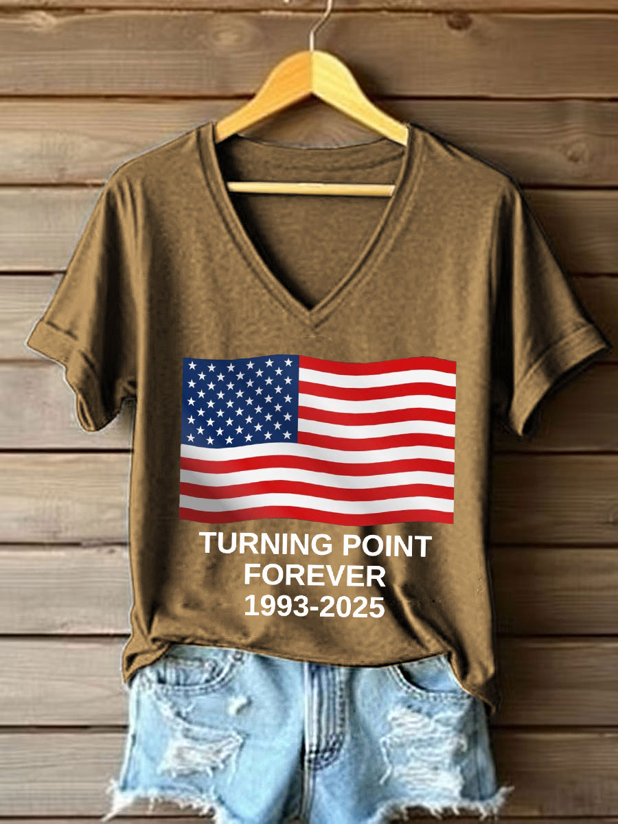 Women's Turning Point Forever Print V-Neck T-Shirt