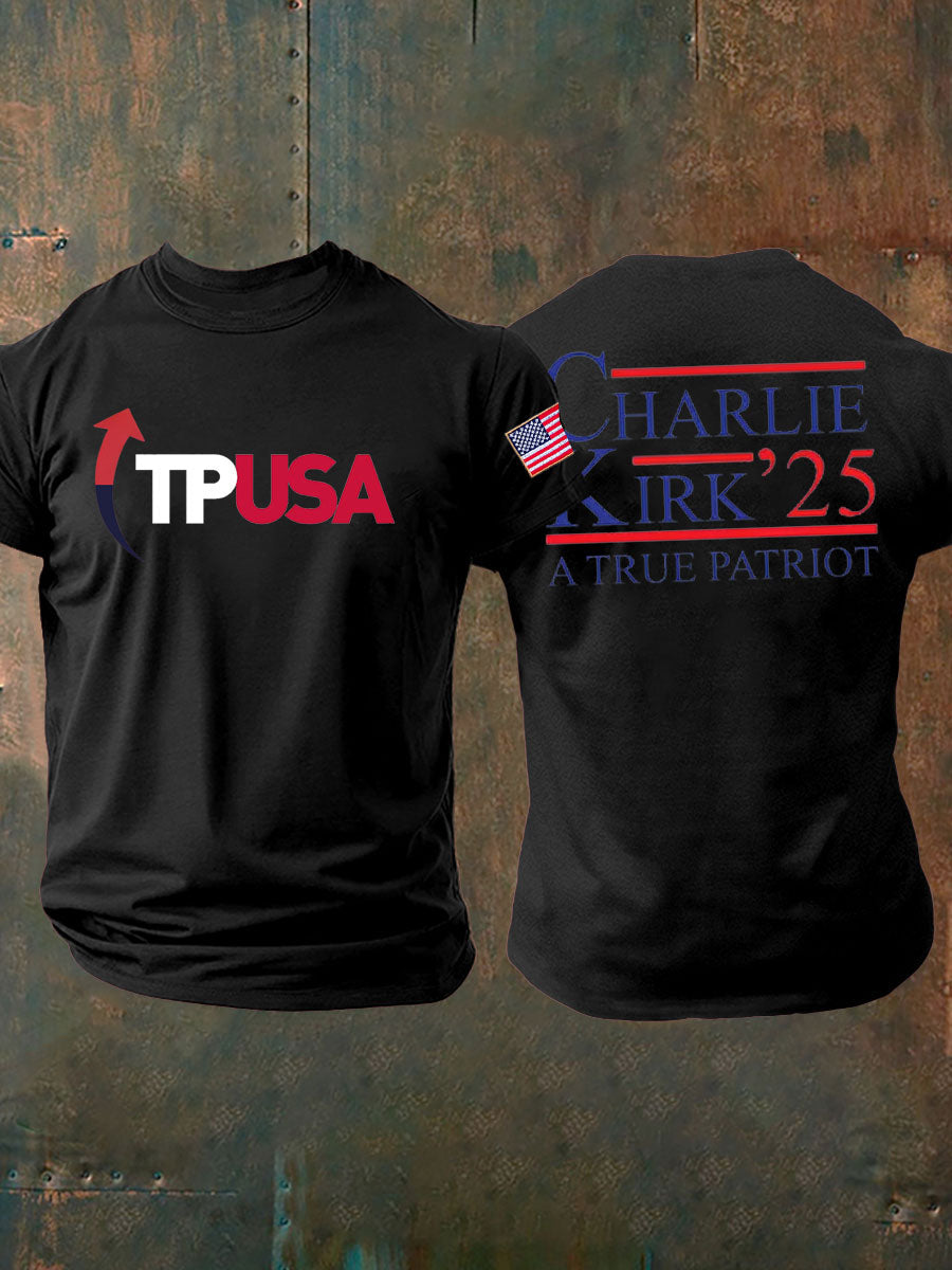 Men's Charlie Kirk Turning Point imitation cotton short-sleeved T-shirt
