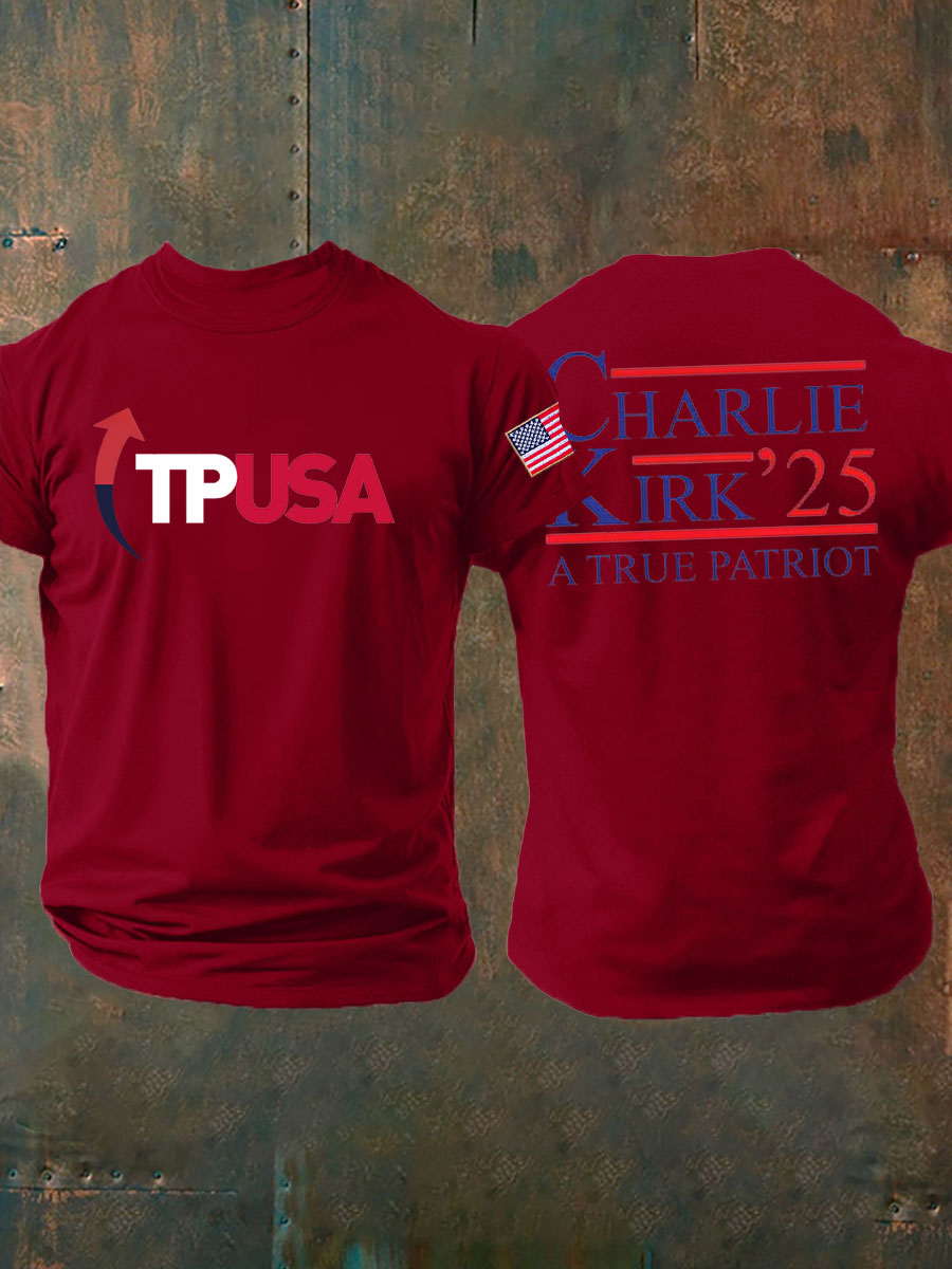 Men's Charlie Kirk Turning Point imitation cotton short-sleeved T-shirt
