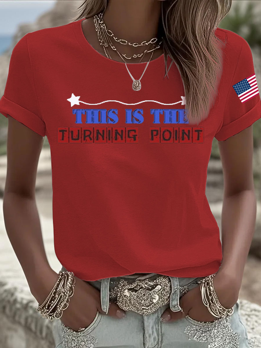 Women's Charlie Kirk Turning Point Iron On Short Sleeve T-Shirt