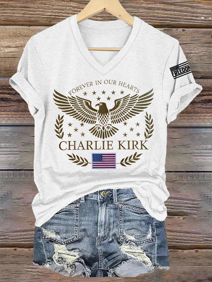 Women's Forever In Our Heart R.I.P Charlie Kirk Tee