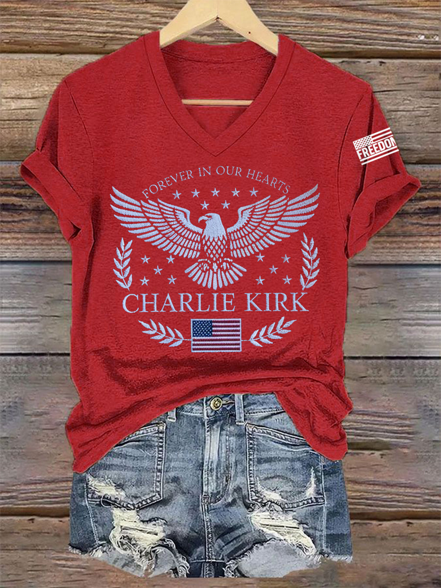 Women's Forever In Our Heart R.I.P Charlie Kirk Tee