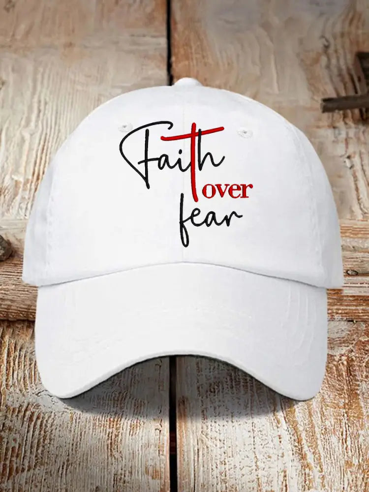 Unisex Fear Over Fear Print Hat White / JM