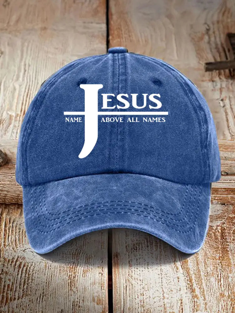 Unisex Jesus Name Above All Names Printed Hat Blue / JM