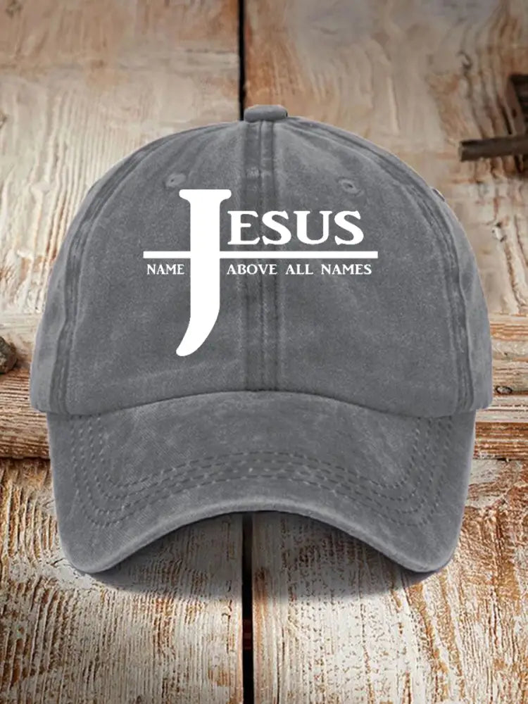 Unisex Jesus Name Above All Names Printed Hat Gray / JM