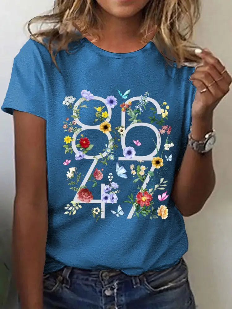 Women’s 8647 floral print T-shirt Blue / S