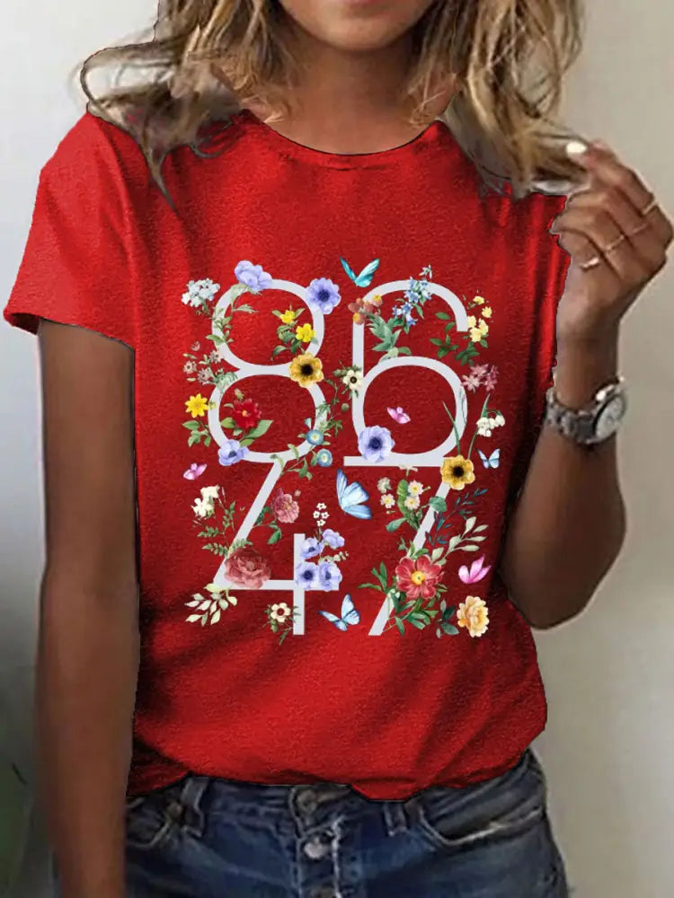 Women’s 8647 floral print T-shirt Red / S