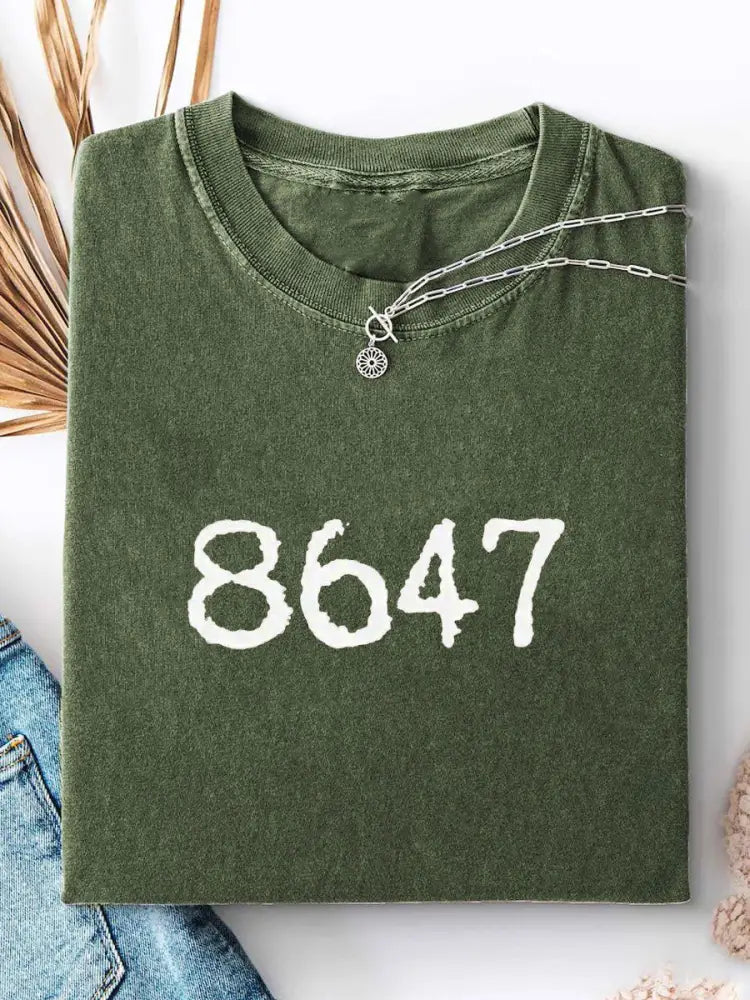 Women’s 8647 Printed Casual T-shirt Army Green / S