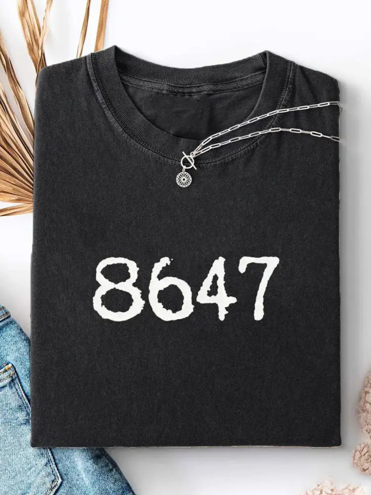 Women’s 8647 Printed Casual T-shirt Black / S