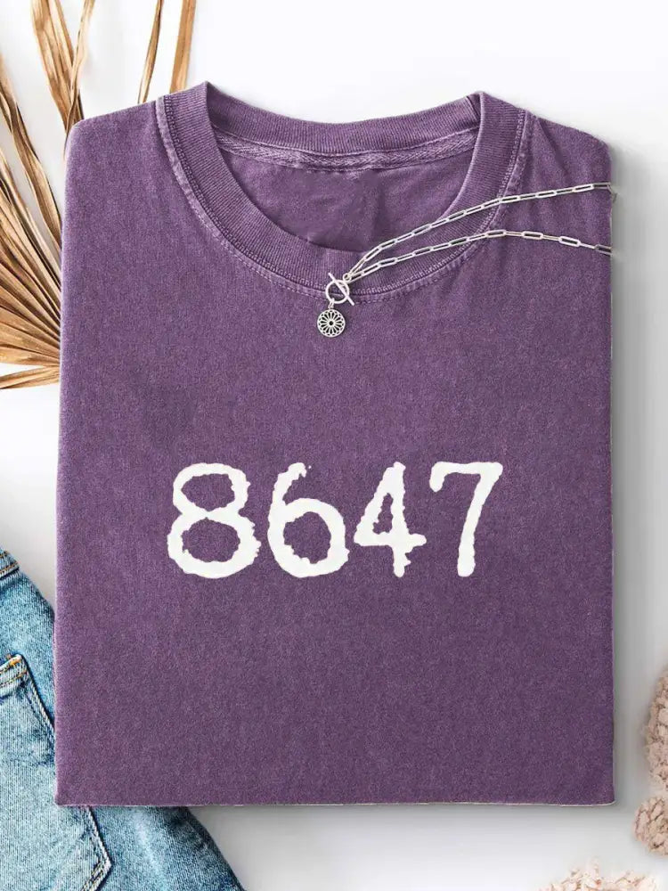 Women’s 8647 Printed Casual T-shirt Purple / S