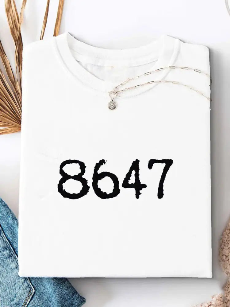 Women’s 8647 Printed Casual T-shirt White / S
