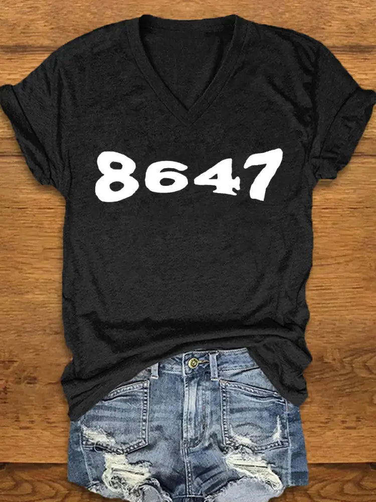 Women’s 8647 Printed T-shirt Black / S