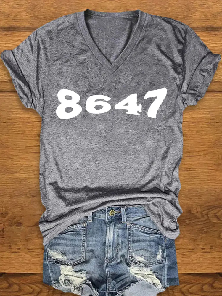 Women’s 8647 Printed T-shirt Light Gray / S