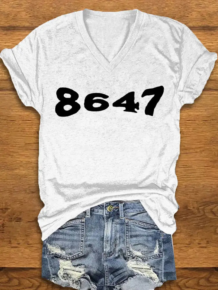 Women’s 8647 Printed T-shirt White / S
