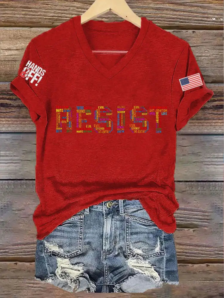 Women’s 8647FDT Hands Off Resist Printed T-shirt Red / S