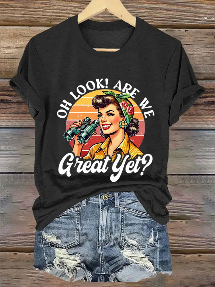 Women’s Are We Great Yet? Printed T-Shirt Black / S