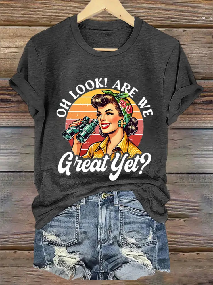 Women’s Are We Great Yet? Printed T-Shirt Dark Gray / S