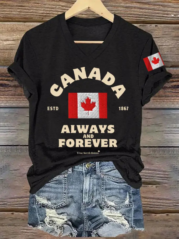 Women’s Canada Always And Forever V-Neck Tee Black / S