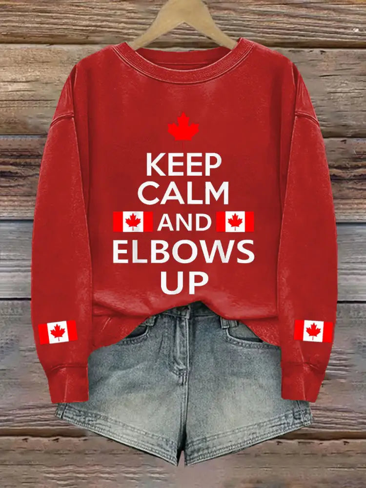 Women’s Canada Keep Calm And Elbows Up Printed Sweatshirt Red / S