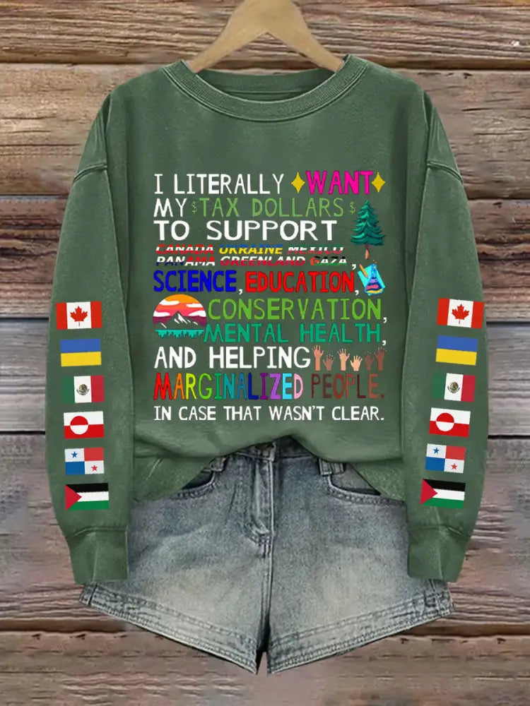 Women’s Canada Tax Dollars For Progress Printed Sweatshirt Green / S