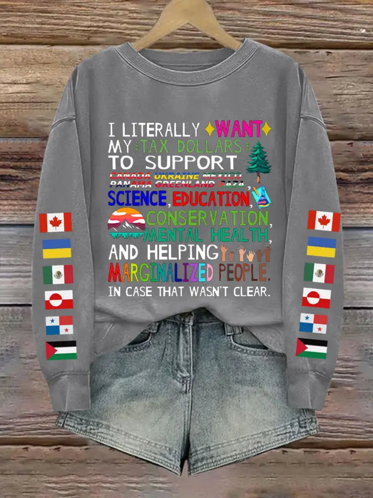 Women’s Canada Tax Dollars For Progress Printed Sweatshirt Light Gray / S