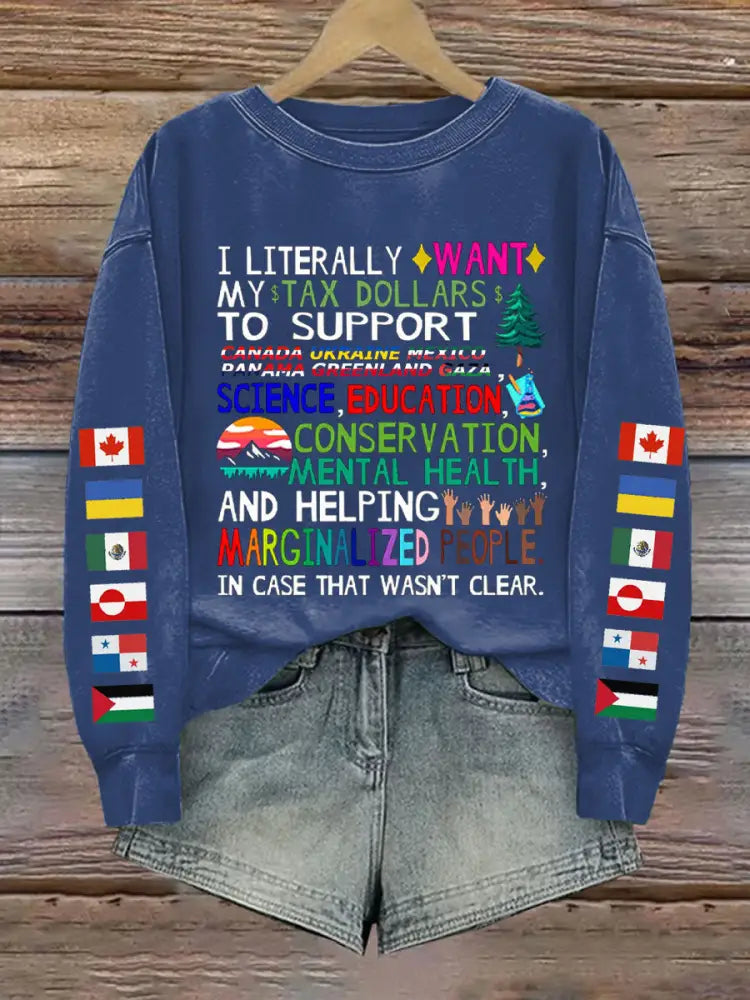Women’s Canada Tax Dollars For Progress Printed Sweatshirt Navy Blue / S