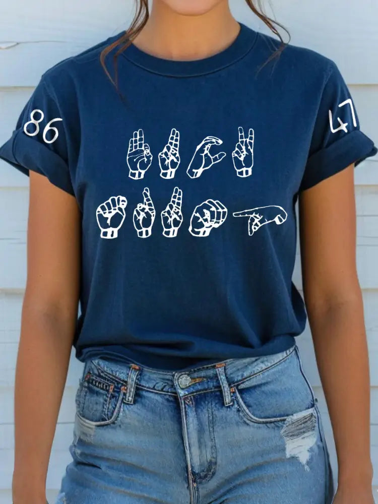 Women’s F*ck T***P Sign Language T-Shirt Blue / S