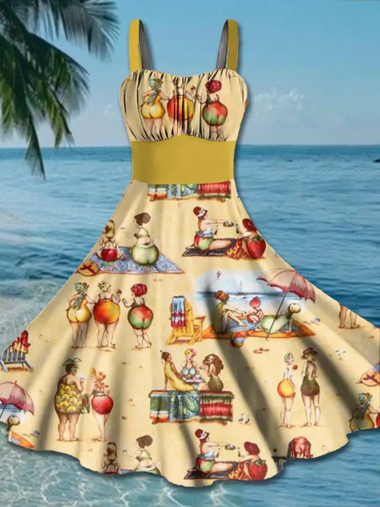 Women’s Holiday Print Sling Dress As picture / S