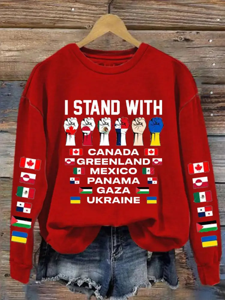 Women’s I Stand With Canada Printed Sweatshirt Red / S