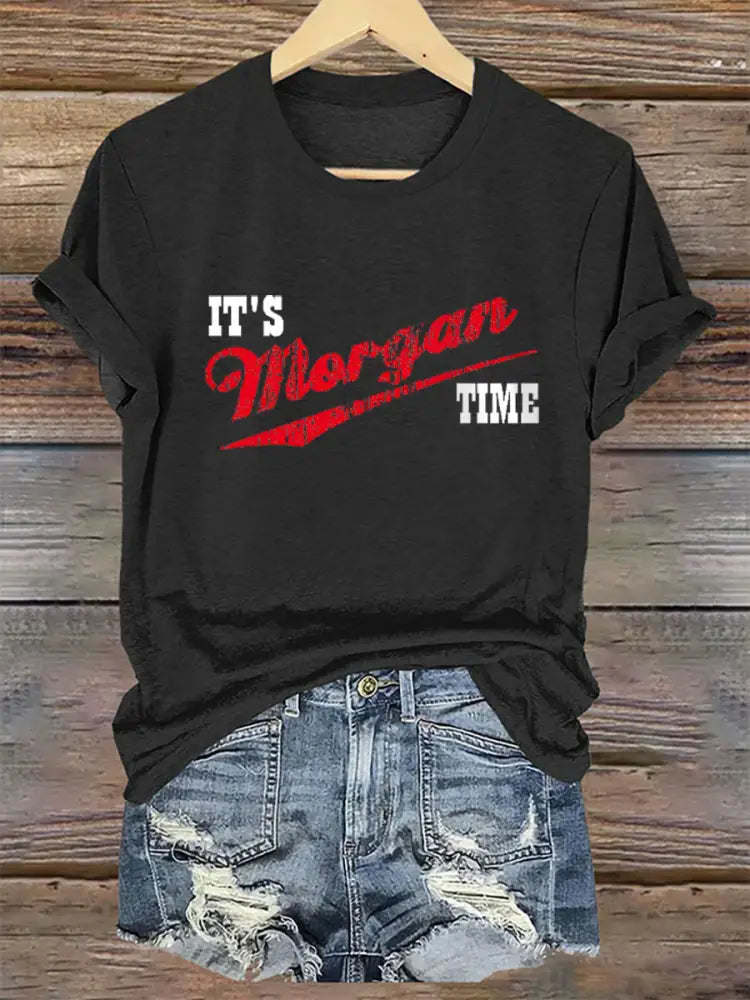 Women’s It’s Morgan Time Music Fan Printed Short Sleeve T-Shirt Black / S