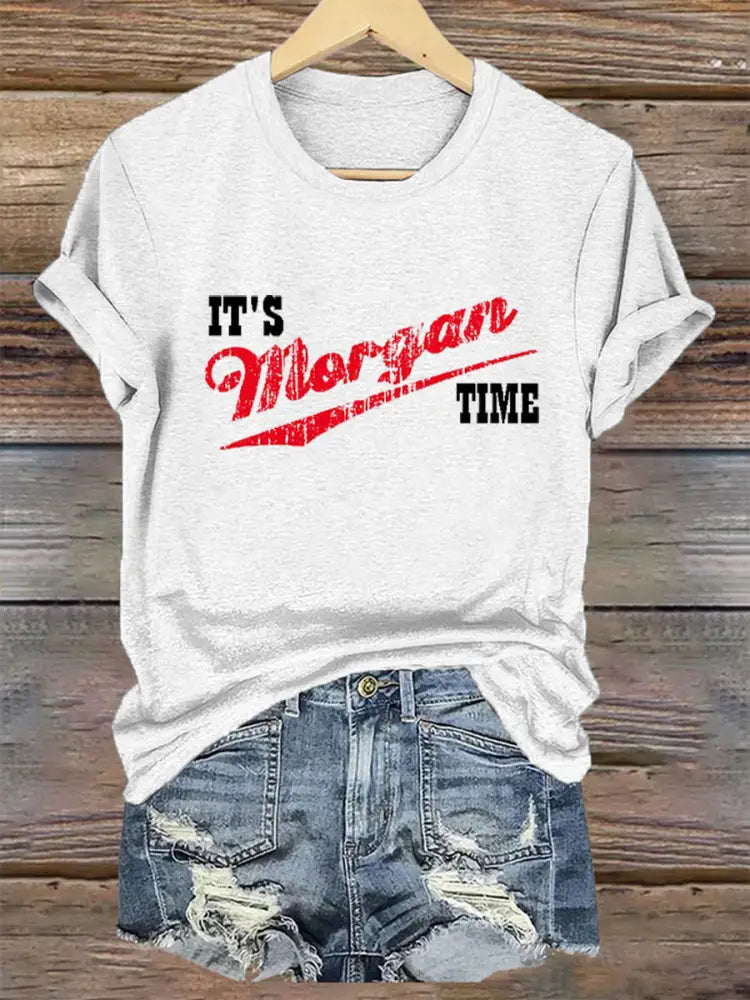 Women’s It’s Morgan Time Music Fan Printed Short Sleeve T-Shirt White / S