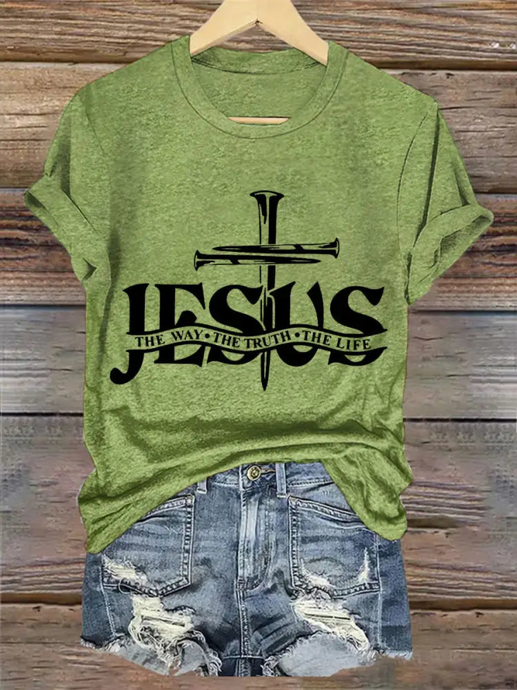 Women’s Jesus The Way The Truth The Life Casual Classic Tee Green / S
