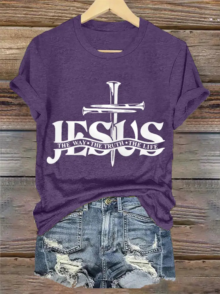 Women’s Jesus The Way The Truth The Life Casual Classic Tee Purple / S