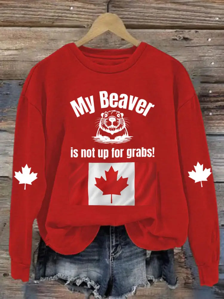 Women’s My Beaver Is Not Up For Grabs Print Sweatshirt Red / S
